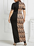 Women's Plus Size Maxi Dress - Both Printed / Solid Sides / Short Sleeves